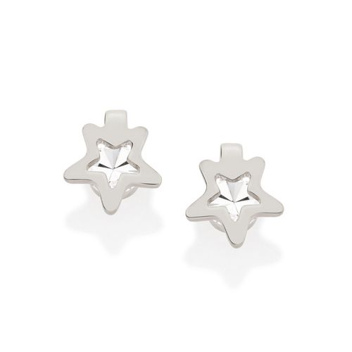 BRINCO SOLITÁRO INFANTIL BANHADO A RHODIUM COM CRISTAIS