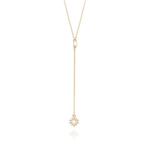 GARGANTILHA BANHADA A OURO 18K COM PÉROLAS E ZIRCÔNIAS