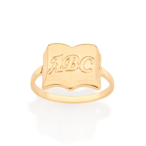 ANEL LIVRO ABC BANHADO A OURO 18K