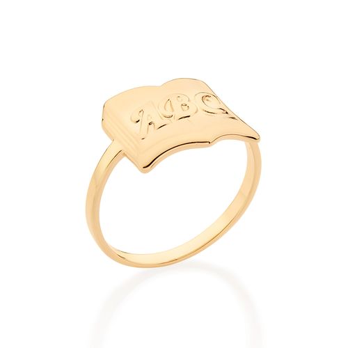 ANEL LIVRO ABC BANHADO A OURO 18K