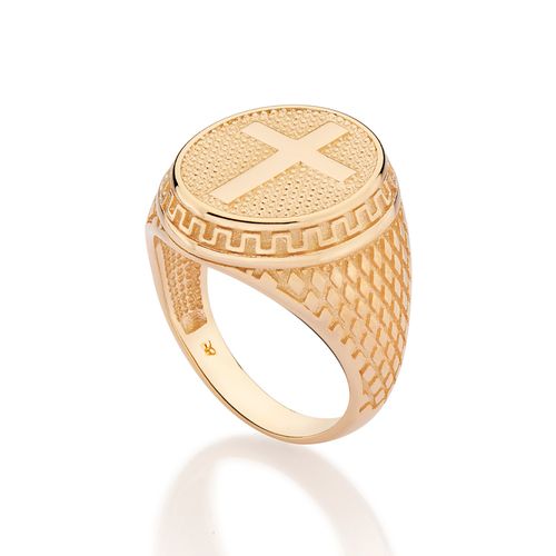 MAXI ANEL CRUZ BANHADO A OURO 18K