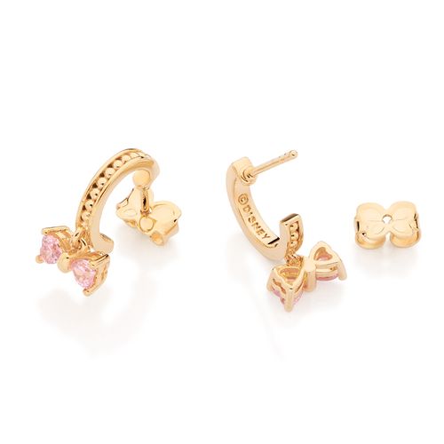 BRINCO MEIA ARGOLA LAÇO BANHADO A OURO 18K COM ZIRCÔNIAS