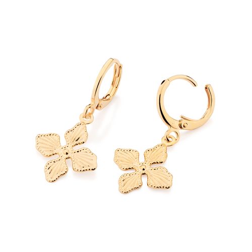 BRINCO ARGOLA COM FLOR BANHADO A OURO 18K