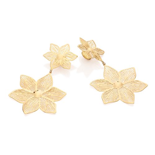 MAXI BRINCO FLORES BANHADO A OURO 18K