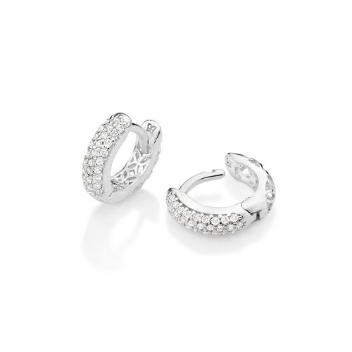 BRINCO ARGOLA DE PRATA MACIÇA 925 COM ZIRCÔNIAS