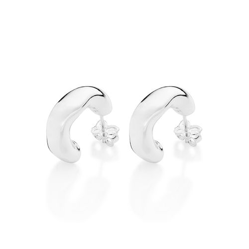 BRINCO MEIA ARGOLA ORGÂNICA DE PRATA MACIÇA 925