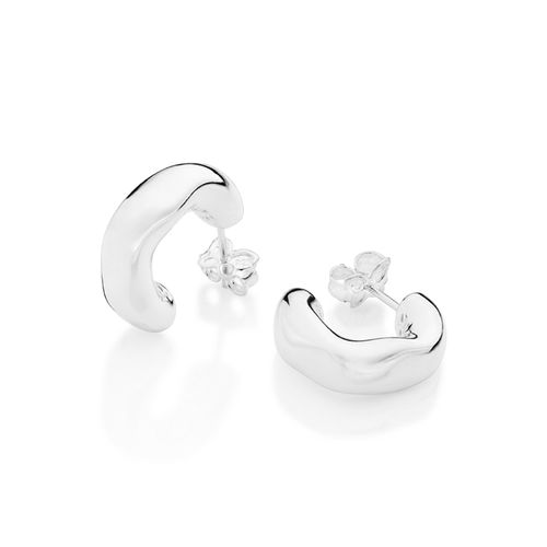 BRINCO MEIA ARGOLA ORGÂNICA DE PRATA MACIÇA 925