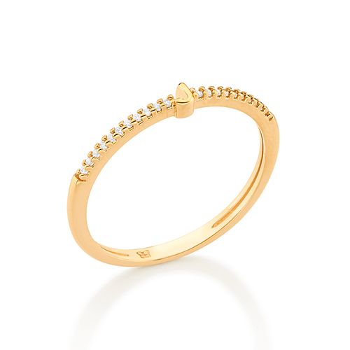 ANEL SKINNY LETRA BANHADO A OURO 18K COM ZIRCÔNIAS-LETRA J