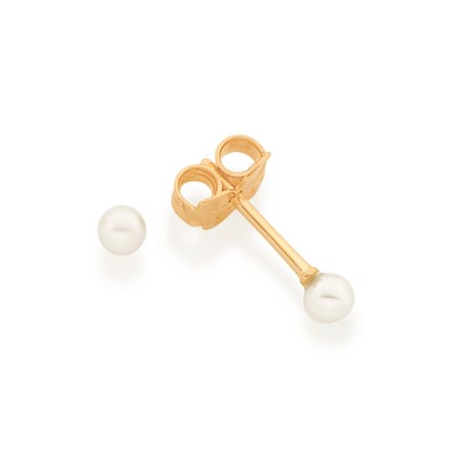 BRINCO SOLITÁRIO BANHADO A OURO 18K COM PÉROLAS SINTÉTICAS