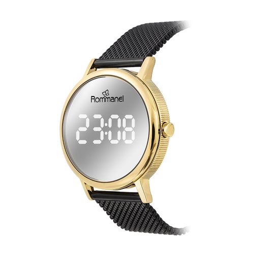 RELÓGIO DIGITAL LED DOURADO COM PRETO