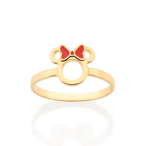 ANEL MINNIE BANHADO A OURO 18K COM APLICAÇÃO DE RESINA