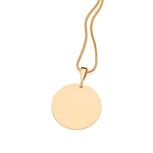 MEDALHA REDONDA LISA PERSONALIZÁVEL BANHADA A OURO 18K