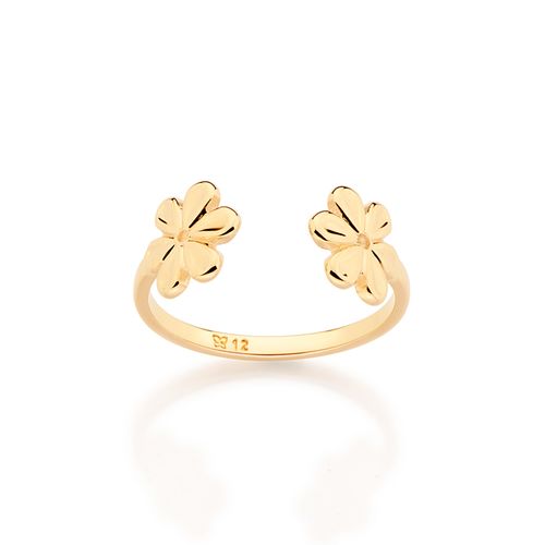 ANEL AJUSTÁVEL FLORES BANHADO A OURO 18K