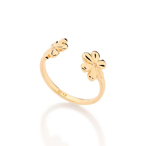 ANEL AJUSTÁVEL FLORES BANHADO A OURO 18K