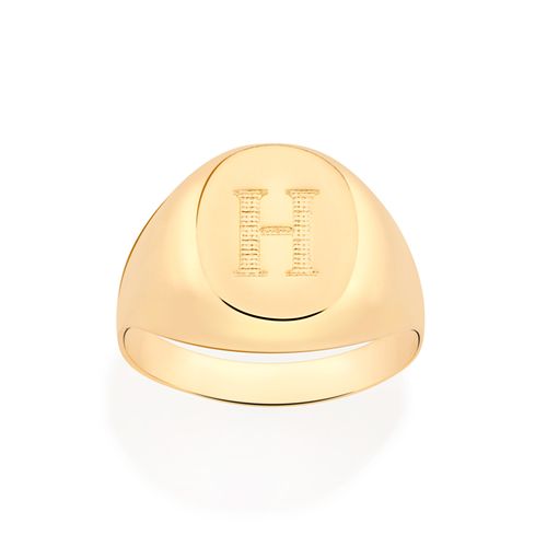 ANEL LETRA BANHADO A OURO 18K-LETRA H