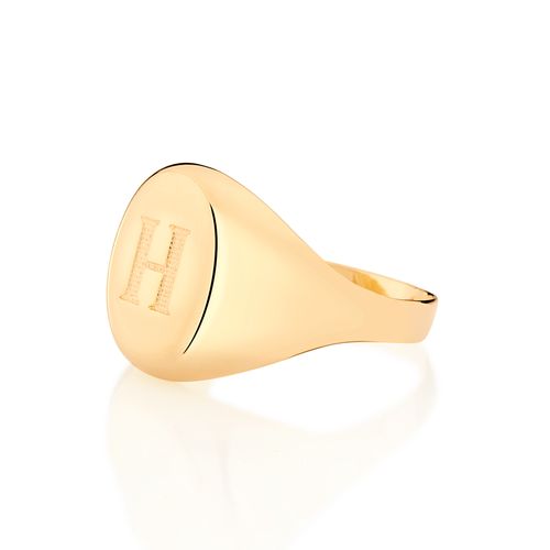 ANEL LETRA BANHADO A OURO 18K-LETRA H