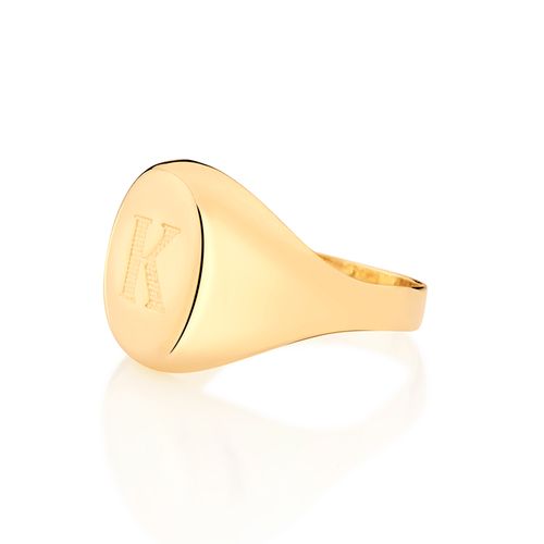 ANEL LETRA BANHADO A OURO 18K-LETRA K