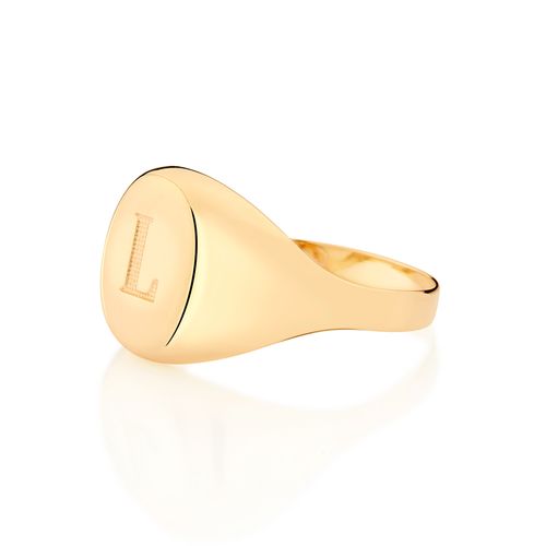 ANEL LETRA BANHADO A OURO 18K-LETRA L