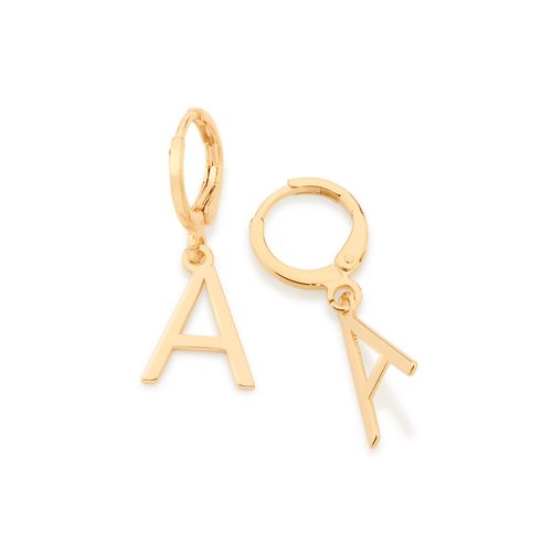 BRINCO ARGOLA COM LETRAS BANHADO A OURO 18K-LETRA A