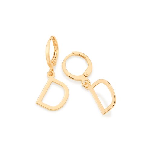 BRINCO ARGOLA COM LETRAS BANHADO A OURO 18K-LETRA D