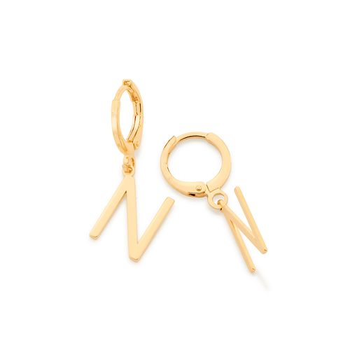BRINCO ARGOLA COM LETRAS BANHADO A OURO 18K-LETRA N