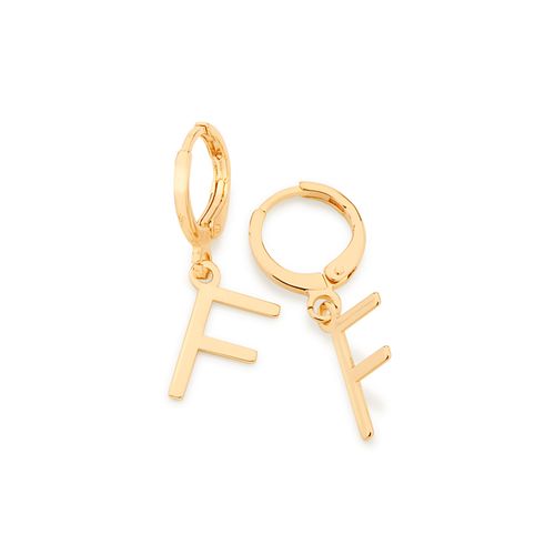 BRINCO ARGOLA COM LETRAS BANHADO A OURO 18K-LETRA F