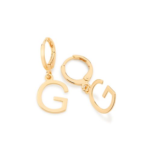 BRINCO ARGOLA COM LETRAS BANHADO A OURO 18K-LETRA G