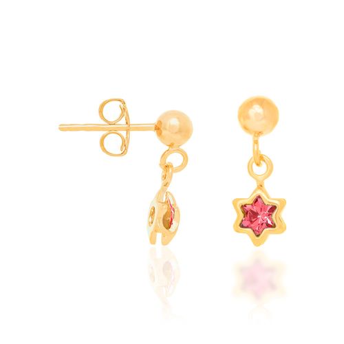 BRINCO INFANTIL ESTRELAS BANHADO A OURO 18K COM CRISTAIS