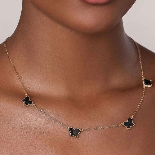 GARGANTILHA BORBOLETAS BANHADA A OURO 18K COM PEDRAS SINTÉTICAS