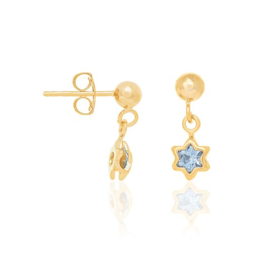 BRINCO INFANTIL ESTRELAS BANHADO A OURO 18K COM CRISTAIS