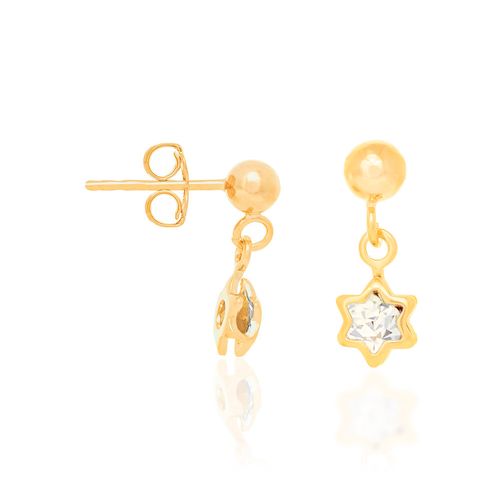 BRINCO INFANTIL ESTRELAS BANHADO A OURO 18K COM CRISTAIS