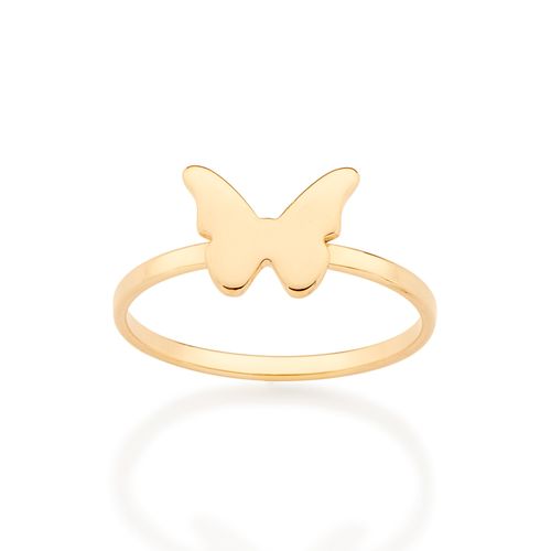 ANEL SKINNY BORBOLETA BANHADO A OURO 18K