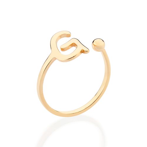 ANEL DE LETRA BANHADO A OURO 18K-LETRA G