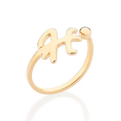 ANEL DE LETRA BANHADO A OURO 18K-LETRA H