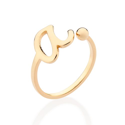 ANEL DE LETRA BANHADO A OURO 18K-LETRA A