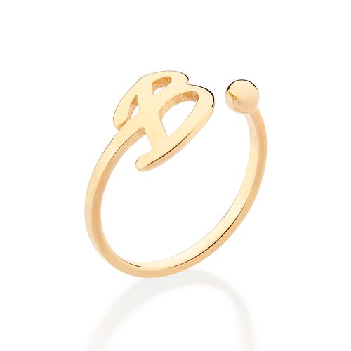 ANEL DE LETRA BANHADO A OURO 18K-LETRA B