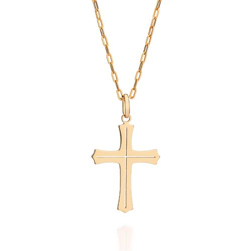 PINGENTE CRUZ VAZADO BANHADO A OURO 18K