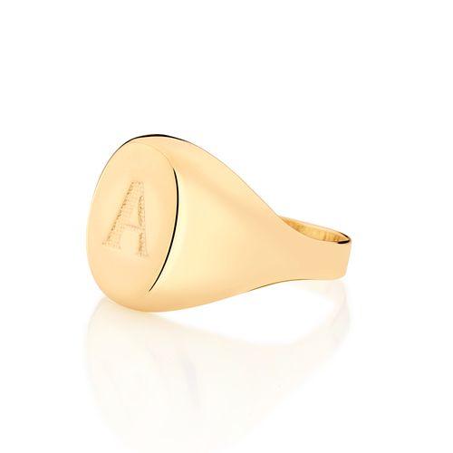 ANEL LETRA BANHADO A OURO 18K-LETRA A