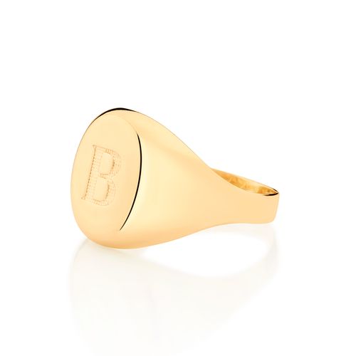 ANEL LETRA BANHADO A OURO 18K-LETRA B