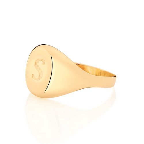 ANEL LETRA BANHADO A OURO 18K-LETRA S