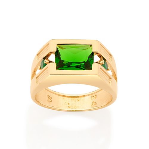 ANEL MASCULINO BANHADO A OURO 18K COM CRISTAIS