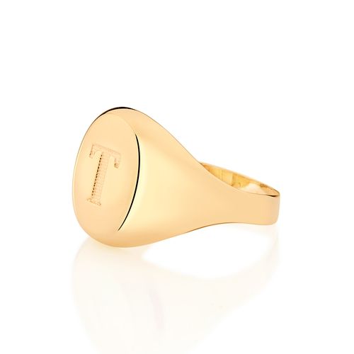 ANEL LETRA BANHADO A OURO 18K-LETRA T
