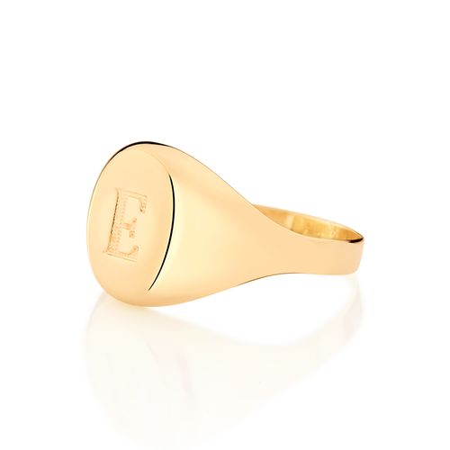 ANEL LETRA BANHADO A OURO 18K-LETRA E