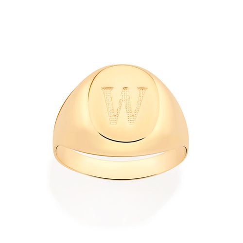 ANEL LETRA BANHADO A OURO 18K-LETRA W