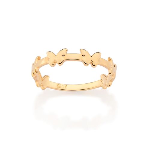 ANEL SKINNY BORBOLETAS BANHADO A OURO 18K