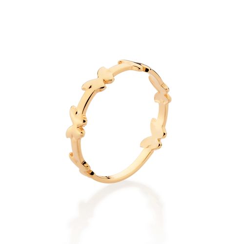 ANEL SKINNY BORBOLETAS BANHADO A OURO 18K