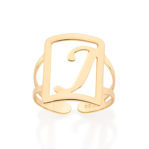 MAXI ANEL LETRA AJUSTÁVEL BANHADO A OURO 18K-LETRA J