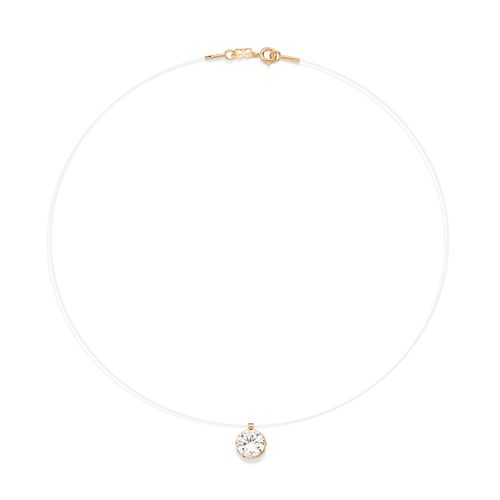 GARGANTILHA FIO DE NYLON BANHADA A OURO 18K COM ZIRCÔNIA