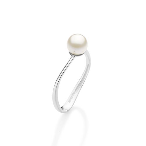 ANEL SOLITÁRIO DE PRATA MACIÇA 925 COM PÉROLA SINTÉTICA