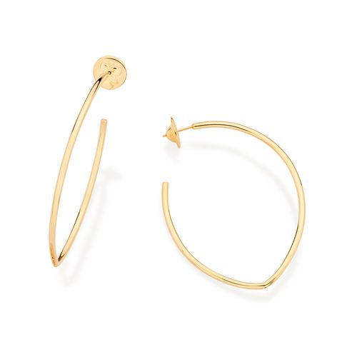 BRINCO MEIA ARGOLA OVAL BANHADO A OURO 18K